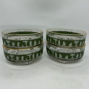 4 Vintage Green Jeanette Hellenic Nappy Salad, Dessert, or Nut Bowls